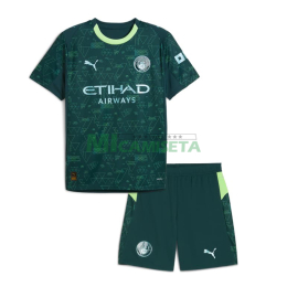 Camiseta Manchester City Cuarta Equipación 2025/2026 Verde Niño Kit