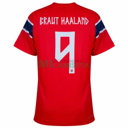 Camiseta BRAUT HAALAND 9 Noruega Primera Equipación Mundial 2026 Rojo/Azul