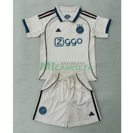Camiseta Ajax Tercera Equipación 2025/2026 Blanco Roto Niño Kit