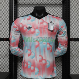 Camiseta Bélgica Segunda Equipación Mundial 2026 ML Rosa/Azul Claro (EDICIÓN JUGADOR)