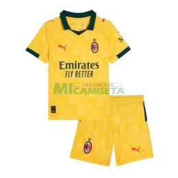 Camiseta AC Milan Tercera Equipación 2025/2026 Amarillo Niño Kit