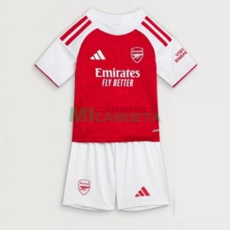 Camiseta Arsenal Primera Equipación 2025/2026 Rojo/Blanco Niño Kit