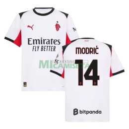 Camiseta MODRIĆ 14 AC Milan Segunda Equipación 2025/2026 Blanco