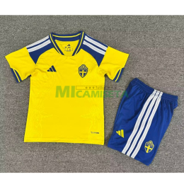 Camiseta Suecia Primera Equipación Mundial 2026 Amarillo Niño Kit