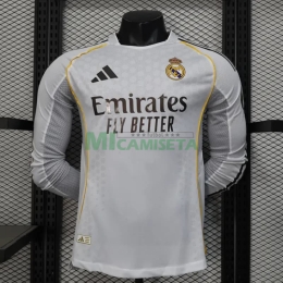 Camiseta Real Madrid Primera Equipación 2025/2026 ML Blanco con Parche HP (EDICIÓN JUGADOR)