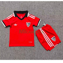 Camiseta Sevilla FC Segunda Equipación 2026/2027 Rojo Niño Kit con Parche La Liga