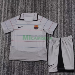 Camiseta Barcelona Segunda Equipación Retro 2003/04 Gris Niño Kit