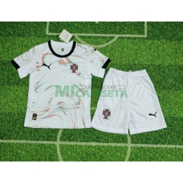 Camiseta Portugal Segunda Equipación 2025 Niño Kit Blanco