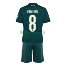 Camiseta VALVERDE 8 Real Madrid Segunda Equipación 2026/2027 Verde Oscuro Niño Kit con Parche HP