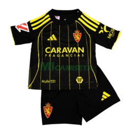 Camiseta Real Zaragoza Segunda Equipación 2025/2026 Negro Niño Kit con Parche La Liga