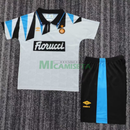 Camiseta Inter de Milan Segunda Equipación Retro 1992/93 Blanco Niño Kit