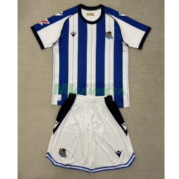 Camiseta Real Sociedad Primera Equipación 2025/2026 Azul/Blanco Niño Kit con Parche La Liga