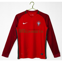 Camiseta Portugal Primera Equipación Retro 2016 ML Rojo