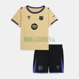 Camiseta Barcelona Segunda Equipación 2025/2026 Oro Niño Kit