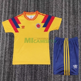 Camiseta Colombia Primera Equipación Retro 1990 Amarillo Niño Kit
