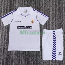 Camiseta Real Madrid Primera Equipación Retro 1988/90 Blanco Niño Kit