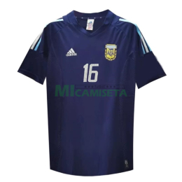 Camiseta Aimar 16 Argentina Segunda Equipación Retro 2002 Azul Marino