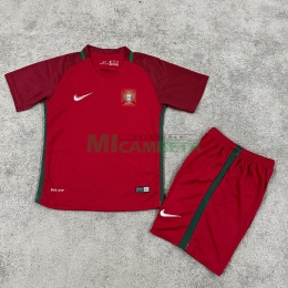 Camiseta Portugal Primera Equipación Retro 2016 Niño Kit