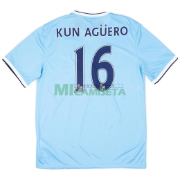 Camiseta KUN AGÜERO 16 Manchester City Primera Equipación Retro 2013/14