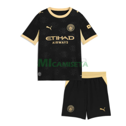 Camiseta Manchester City Segunda Equipación 20262027 Negro Niño Kit
