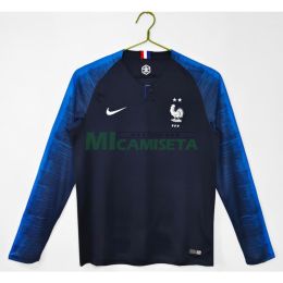 Camiseta Francia Primera Equipación Retro 2018 ML Azul Copa Mundial