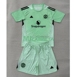 Camiseta de Portero Manchester United 2025/2026 Verde Claro/Negro Niño Kit