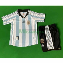 Camiseta Argentina Primera Equipación Retro 1998 Niño Kit