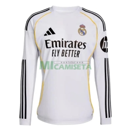 Camiseta Real Madrid Primera Equipación 2025/2026 ML Blanco con Parche HP