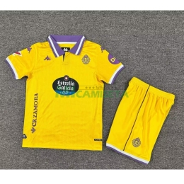 Camiseta Real Valladolid Tercera Equipación 2025/2026 Amarillo Niño Kit con Parche La Liga