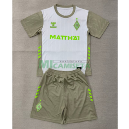 Camiseta Werder Bremen Segunda Equipación 2025/2026 Blanco/Gris Niño Kit