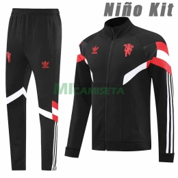 Chandal Manchester United 2024/2025 Niño Negro/Rojo/Blanco
