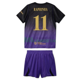 Camiseta RAPHINHA 11 Barcelona Segunda Equipación 2026/2027 Negro/Morado Niño Kit UCL