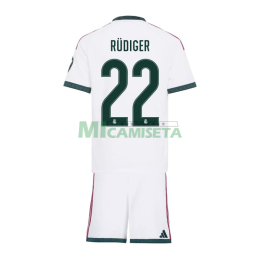 Camiseta RUDIGER 22 Real Madrid Primera Equipación 2026/2027 Blanco Niño Kit con Parche HP