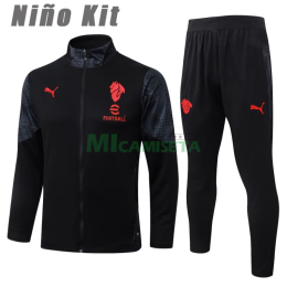 Chandal AC Milan 2025/2026 Niño Negro con Estampado en Manga