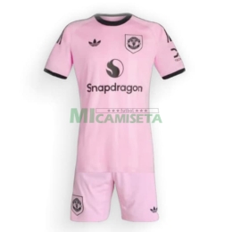 Camiseta de Portero Manchester United 2025/2026 Rosa Niño Kit