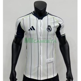 Camiseta Real Madrid 2025/2026 Baseball Shirt Blanco/Azul Marino (EDICIÓN JUGADOR)