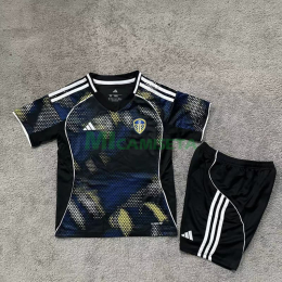 Camiseta Leeds United Tercera Equipación 2025/2026 Negro/Azul/Amarillo Niño Kit