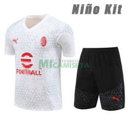 Camiseta de Entrenamiento AC Milan 2023/2024 Niño Kit Blanco