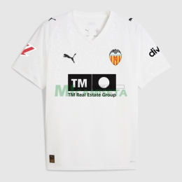 Camiseta Valencia Primera Equipación 2025/2026 Blanco con Parche La Liga