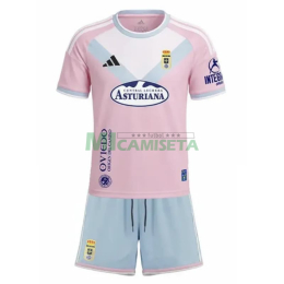 Camiseta Real Oviedo Segunda Equipación 2026/2027 Rosa Niño Kit con Parche La Liga
