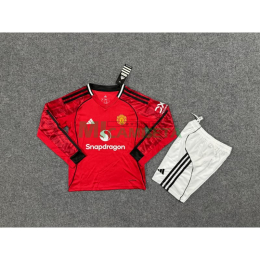 Camiseta Manchester United Primera Equipación 2025/2026 ML Rojo Niño Kit