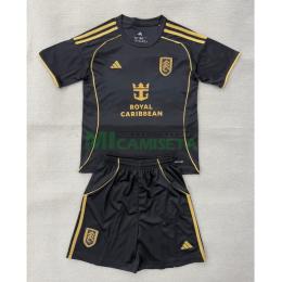 Camiseta Fulham F.C. Tercera Equipación 2025/2026 Negro Niño Kit