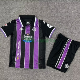Camiseta Real Valladolid Segunda Equipación 2025/2026 Morado/Negro Niño Kit con Parche La Liga