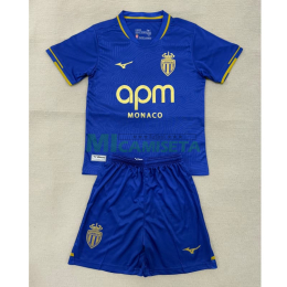 Camiseta Monaco Segunda Equipación 2025/2026 Azul/Dorado Niño Kit